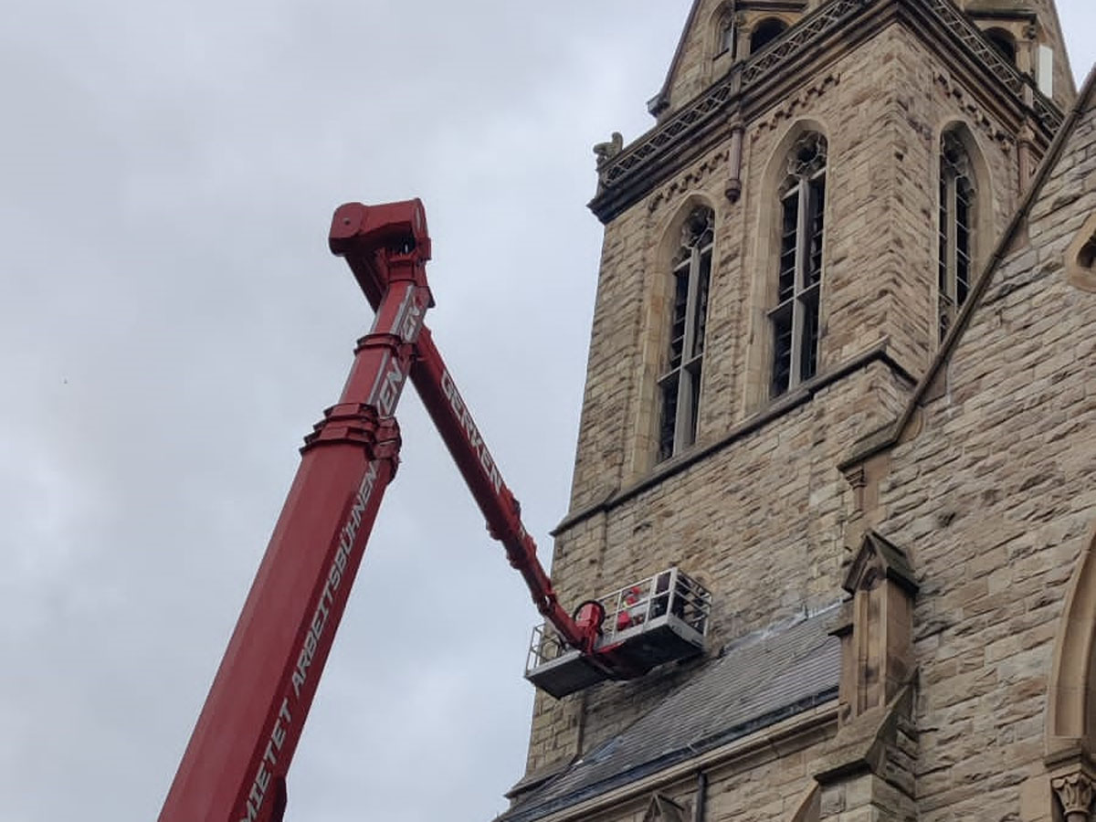 LutherLAB:Arbeiten am Turm der ehemaligen Kirche